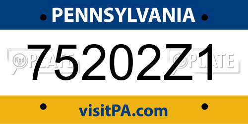 75202Z1 Pennsylvania License Plate