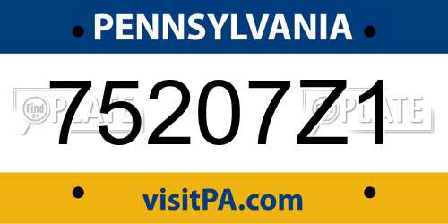 75207Z1 Pennsylvania License Plate