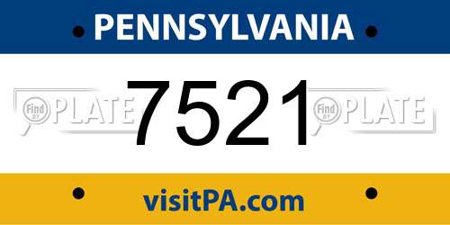 7521 Pennsylvania License Plate