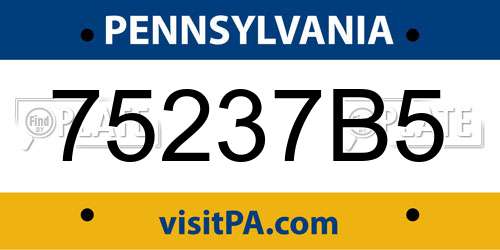 75237B5 Pennsylvania License Plate