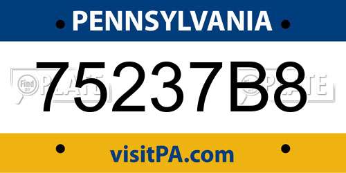 75237B8 Pennsylvania License Plate