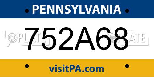 752A68 Pennsylvania License Plate