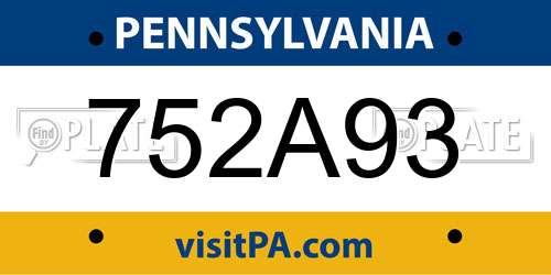 752A93 Pennsylvania License Plate