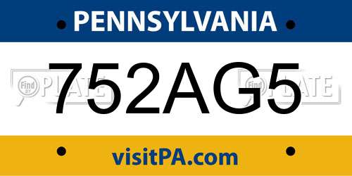 752AG5 Pennsylvania License Plate