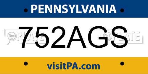 752AGS Pennsylvania License Plate