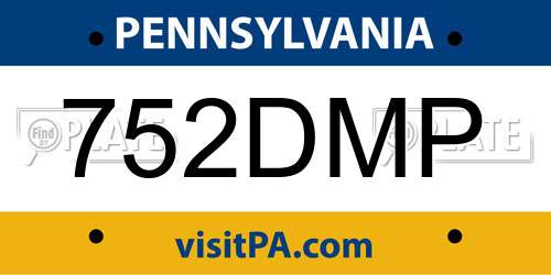 752DMP Pennsylvania License Plate
