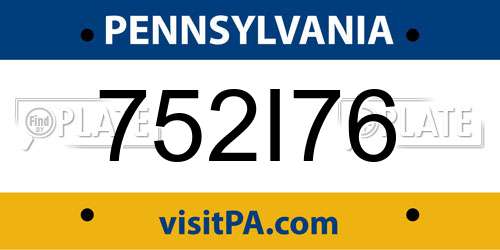 752I76 Pennsylvania License Plate