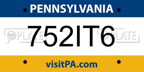 752IT6 Pennsylvania License Plate