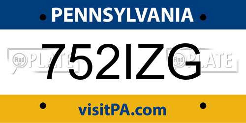 752IZG Pennsylvania License Plate