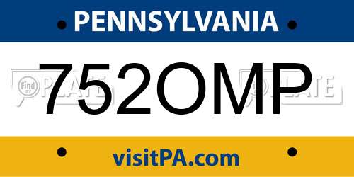 752OMP Pennsylvania License Plate