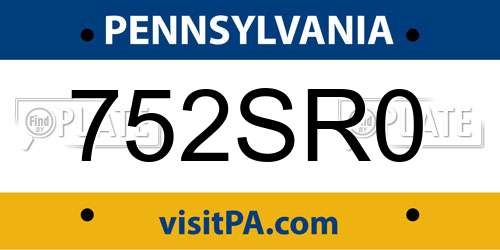 752SR0 Pennsylvania License Plate