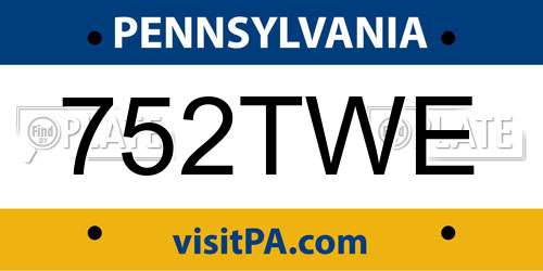 752TWE Pennsylvania License Plate