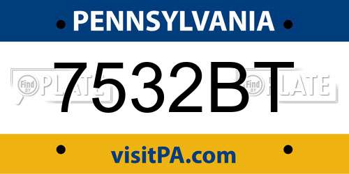 7532BT Pennsylvania License Plate