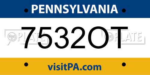 7532OT Pennsylvania License Plate