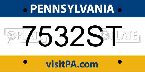 7532ST Pennsylvania License Plate