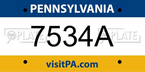 7534A Pennsylvania License Plate