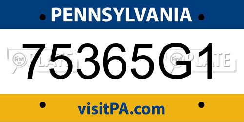 75365G1 Pennsylvania License Plate