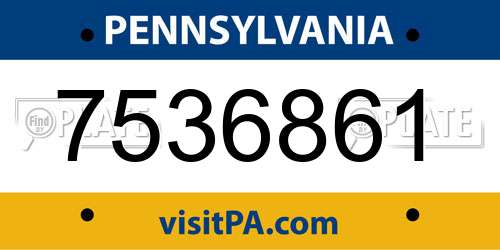 7536861 Pennsylvania License Plate