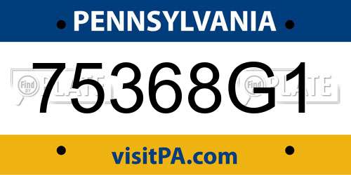 75368G1 Pennsylvania License Plate