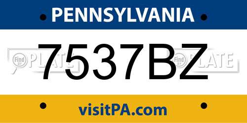 7537BZ Pennsylvania License Plate