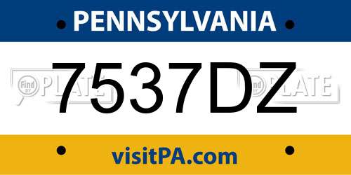 7537DZ Pennsylvania License Plate