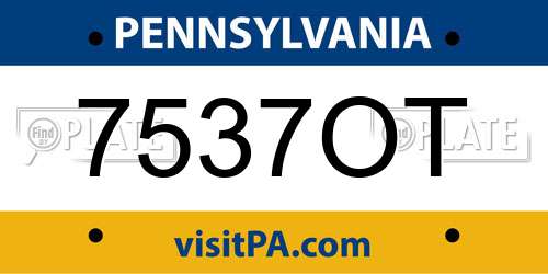 7537OT Pennsylvania License Plate