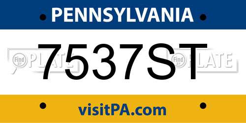7537ST Pennsylvania License Plate