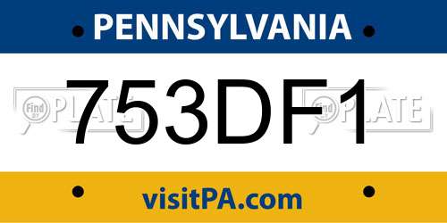 753DF1 Pennsylvania License Plate