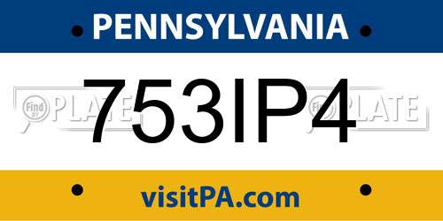 753IP4 Pennsylvania License Plate