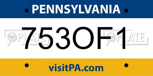753OF1 Pennsylvania License Plate