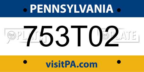 753T02 Pennsylvania License Plate