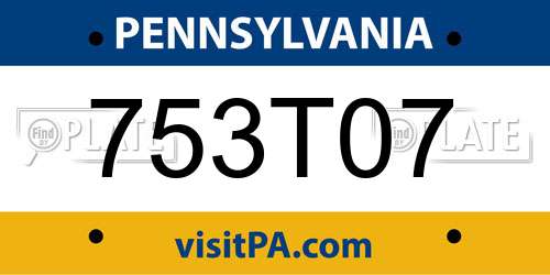 753T07 Pennsylvania License Plate