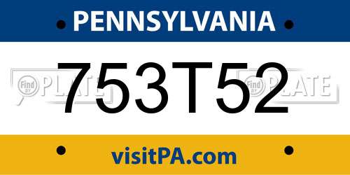 753T52 Pennsylvania License Plate