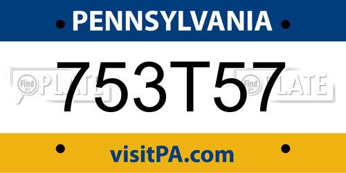 753T57 Pennsylvania License Plate
