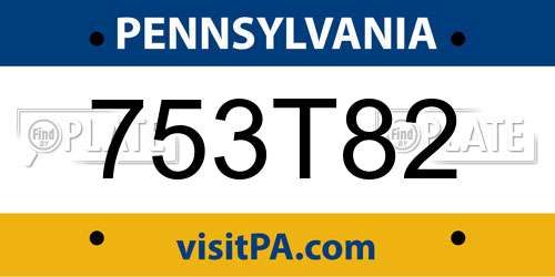 753T82 Pennsylvania License Plate