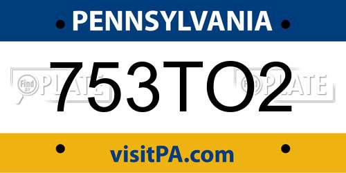753TO2 Pennsylvania License Plate