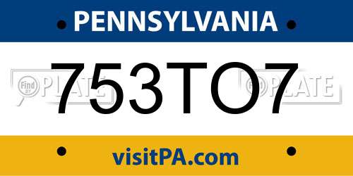 753TO7 Pennsylvania License Plate