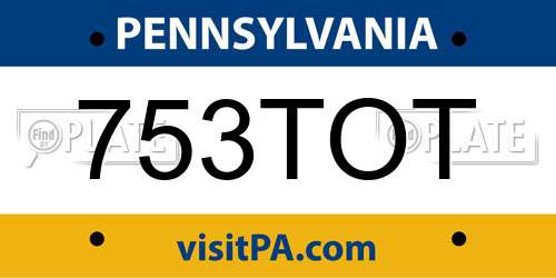 753TOT Pennsylvania License Plate