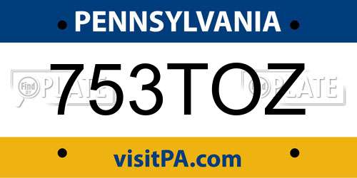 753TOZ Pennsylvania License Plate