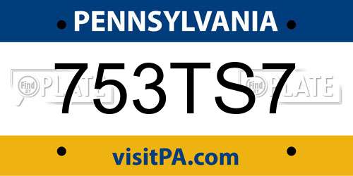 753TS7 Pennsylvania License Plate