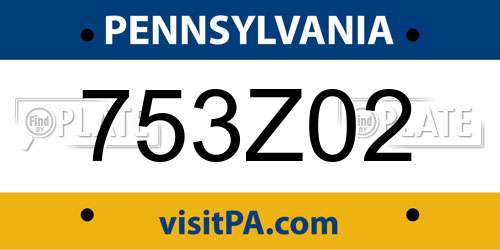 753Z02 Pennsylvania License Plate