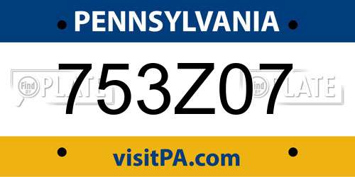 753Z07 Pennsylvania License Plate