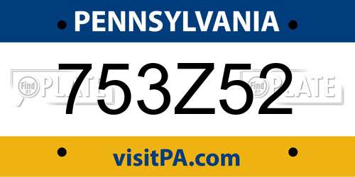 753Z52 Pennsylvania License Plate