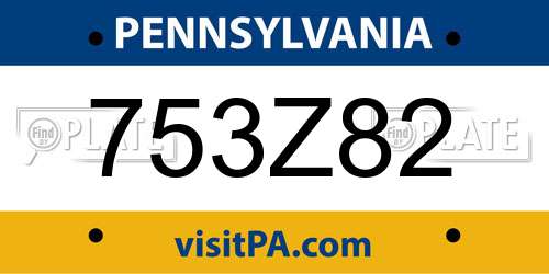 753Z82 Pennsylvania License Plate