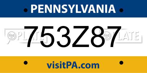 753Z87 Pennsylvania License Plate