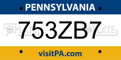 753ZB7 Pennsylvania License Plate