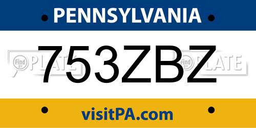 753ZBZ Pennsylvania License Plate