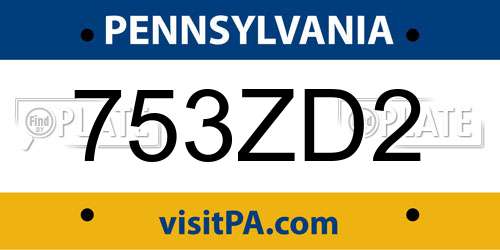 753ZD2 Pennsylvania License Plate