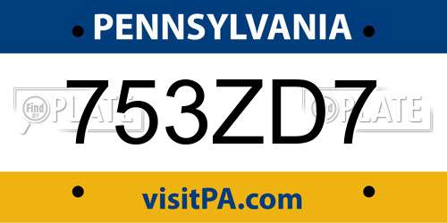 753ZD7 Pennsylvania License Plate
