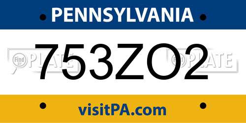 753ZO2 Pennsylvania License Plate